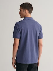 GANT Blue Melange Regular 100% Cotton Shield Polo Shirt - Image 2 of 6