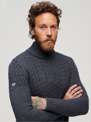 Superdry Blue Vintage Jacob Henley Jumper - Image 3 of 6