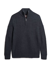 Superdry Blue Vintage Jacob Henley Jumper - Image 4 of 6