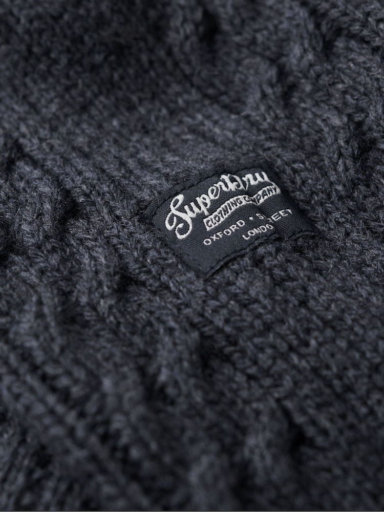 Superdry Blue Vintage Jacob Henley Jumper - Image 6 of 6