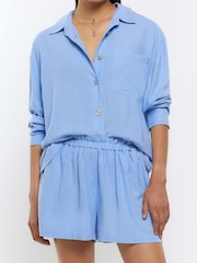 River Island Blue Linen City Shorts - Image 1 of 4