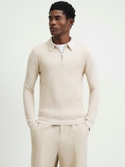 River Island Cream Muscle Fit Polo Shirt - Image 1 of 4