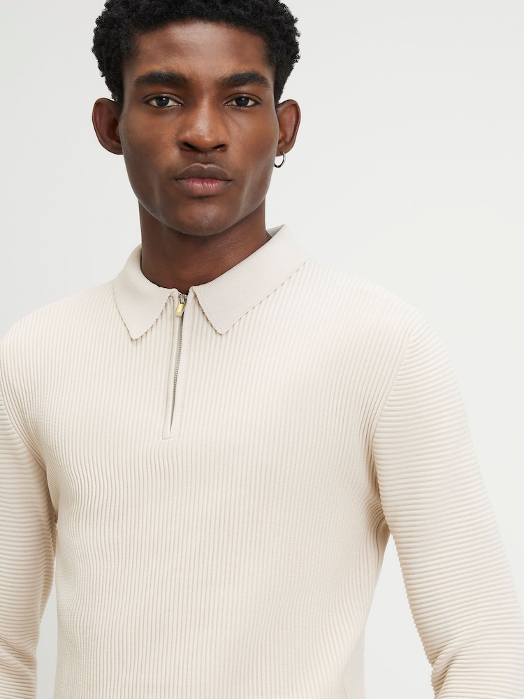 River Island Cream Muscle Fit Polo Shirt - Image 4 of 4 River Island Cream Muscle Fit Polo Shirt - Image 4 of 4