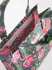 Cath Kidston Green Floral 100% Cotton Small Coated Bookbag - Image 3 of 12