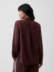 Gap Brown Oversized Linen-Blend Easy Shirt - Image 2 of 5