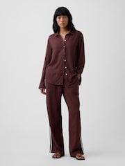 Gap Brown Oversized Linen-Blend Easy Shirt - Image 3 of 5