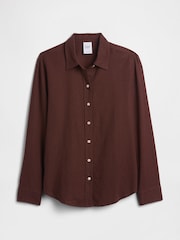 Gap Brown Oversized Linen-Blend Easy Shirt - Image 5 of 5