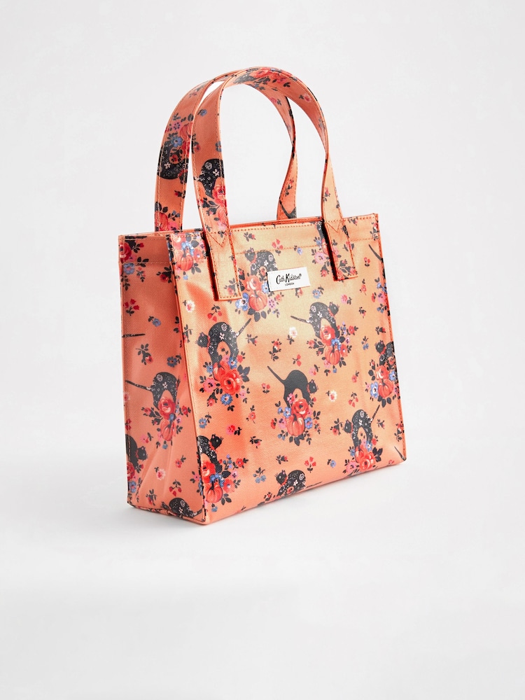 Cath Kidston Orange Scaredy Cat 100% Cotton Small Coated Bookbag - Image 1 of 5