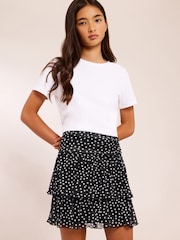 Lipsy Black/White Polka Dot Tiered Mesh Skirt (7-16yrs) - Image 1 of 4