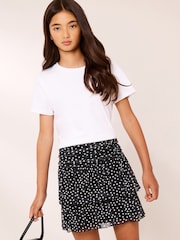 Lipsy Black/White Polka Dot Tiered Mesh Skirt (7-16yrs) - Image 3 of 4