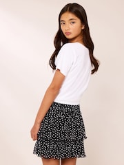 Lipsy Black/White Polka Dot Tiered Mesh Skirt (7-16yrs) - Image 4 of 4