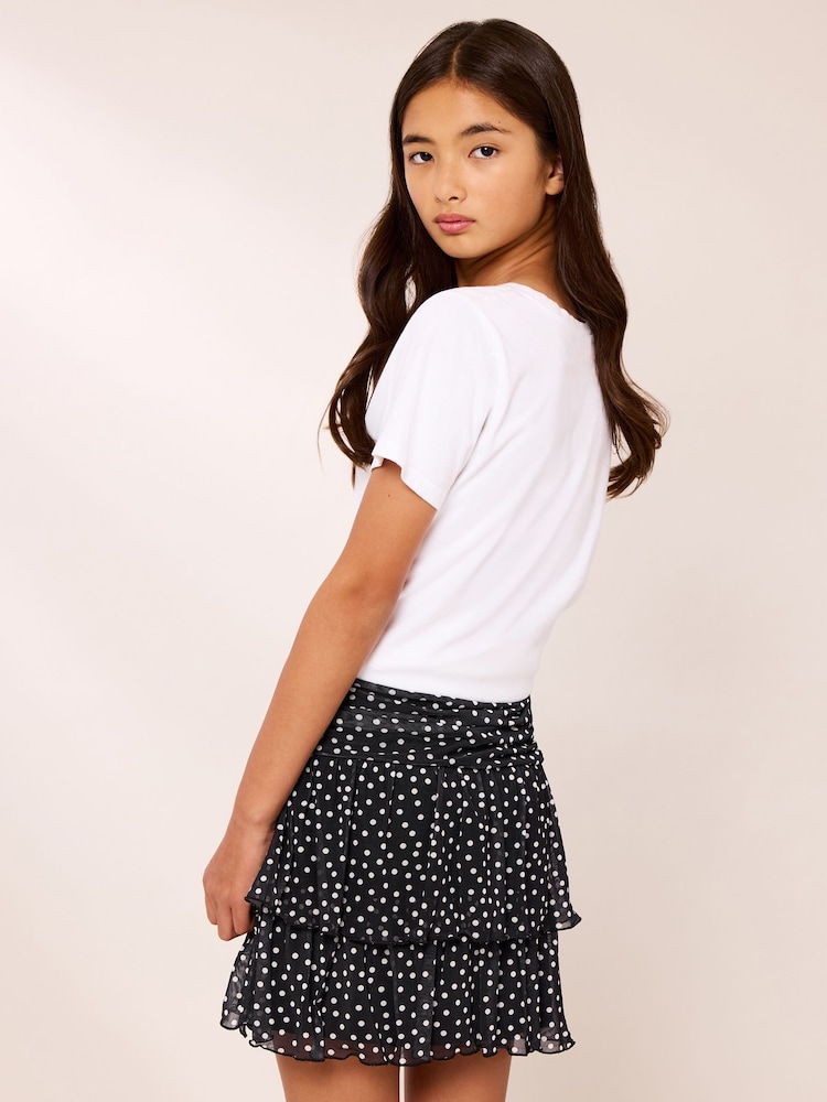 Lipsy Black/White Polka Dot Tiered Mesh Skirt (7-16yrs) - Image 4 of 4 Lipsy Black/White Polka Dot Tiered Mesh Skirt (7-16yrs) - Image 4 of 4