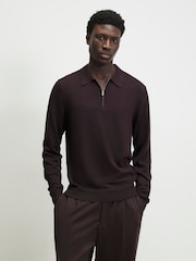 River Island Dark Burgundy Slim Fit Essential Polo Shirt - Image 1 of 4