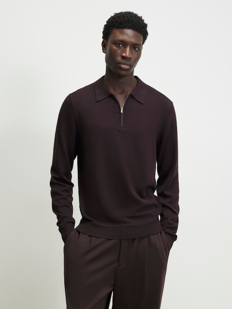 River Island Dark Burgundy Slim Fit Essential Polo Shirt - Image 1 of 4 River Island Dark Burgundy Slim Fit Essential Polo Shirt - Image 1 of 4