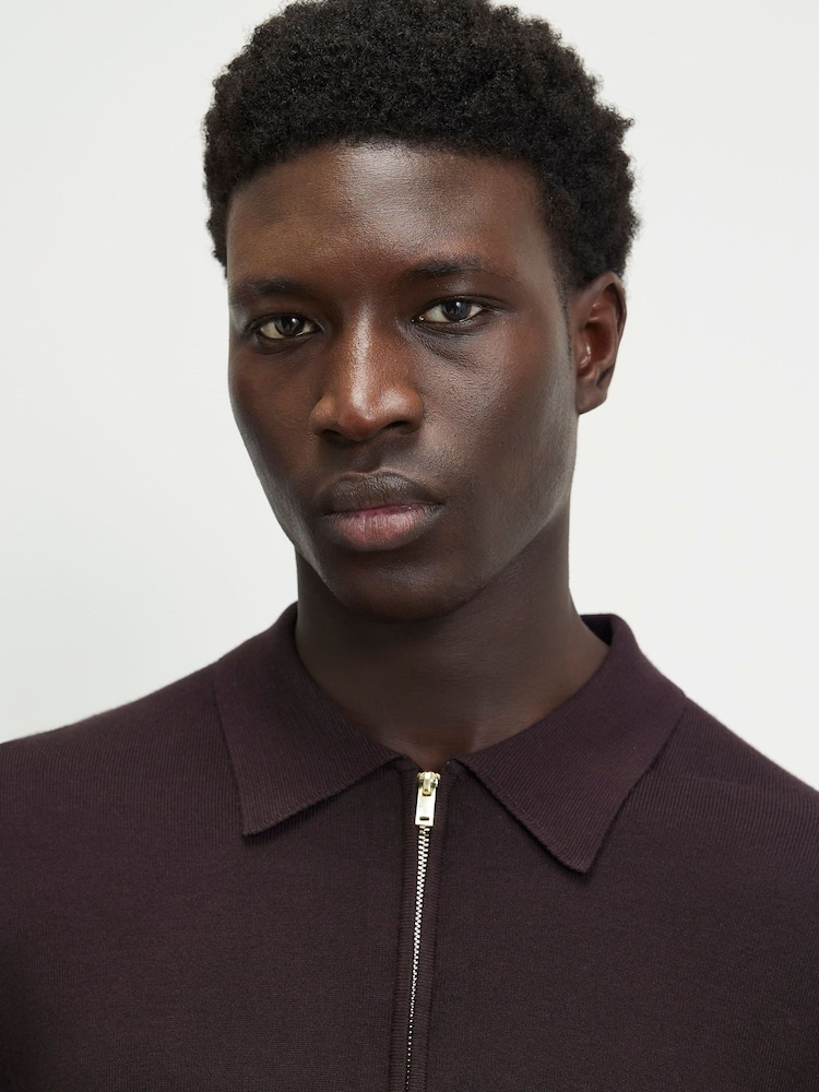 River Island Dark Burgundy Slim Fit Essential Polo Shirt - Image 4 of 4 River Island Dark Burgundy Slim Fit Essential Polo Shirt - Image 4 of 4