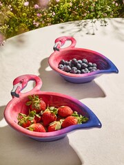 Set of 2 Pink/Purple Flamingo Picnic Serve Bowls - Image 1 of 3