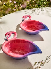 Set of 2 Pink/Purple Flamingo Picnic Serve Bowls - Image 2 of 3