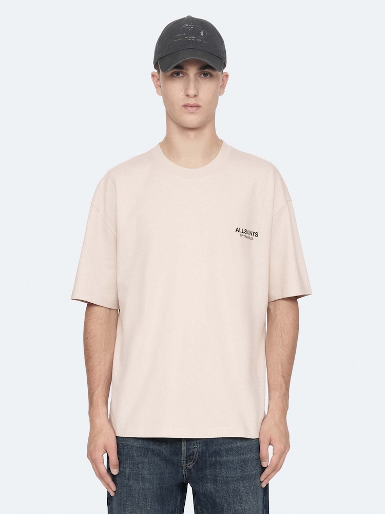 AllSaints Light Pink Shadow Short Sleeve Crew Neck T-Shirt - Image 1 of 8