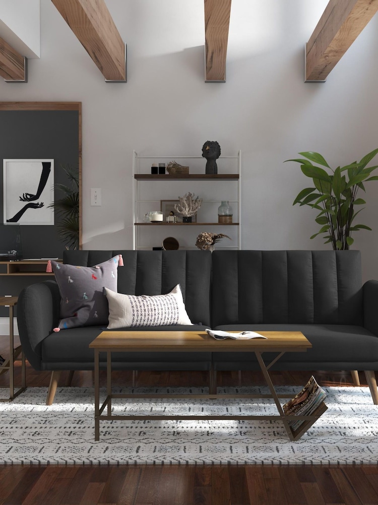 Novogratz Grey Brittany Linen Sofa Bed - Image 1 of 4