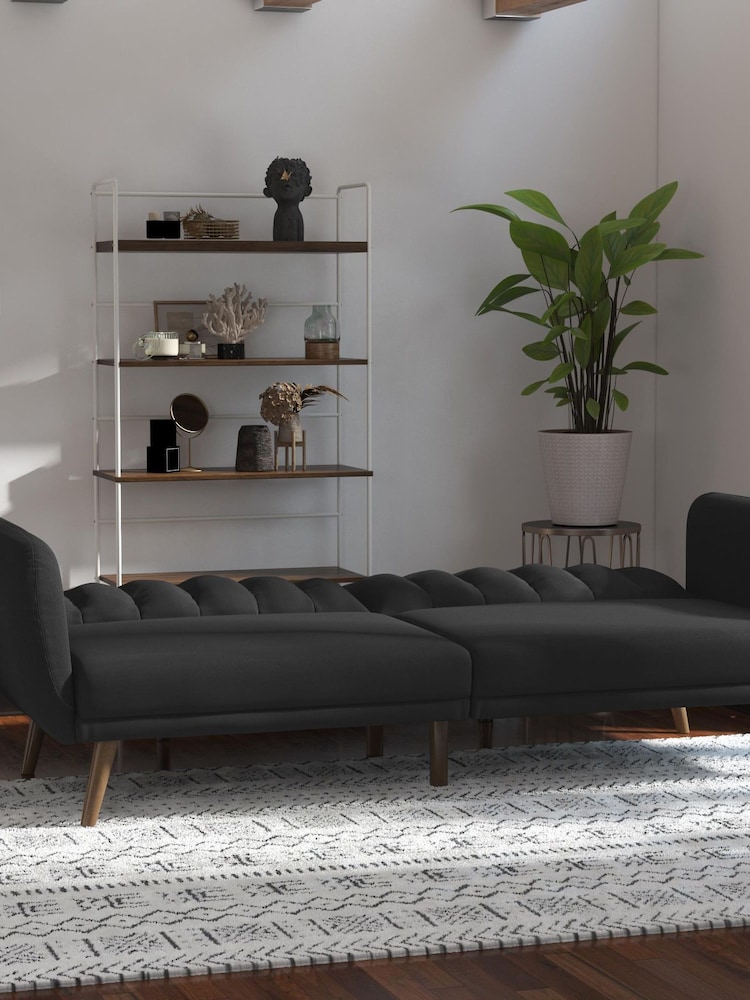 Novogratz Grey Brittany Linen Sofa Bed - Image 2 of 4