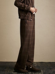 River Island Brown Wide Leg Check Suit Trousers - Image 2 of 4