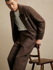 River Island Brown Wide Leg Check Suit Trousers - Image 3 of 4