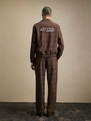 River Island Brown Wide Leg Check Suit Trousers - Image 4 of 4