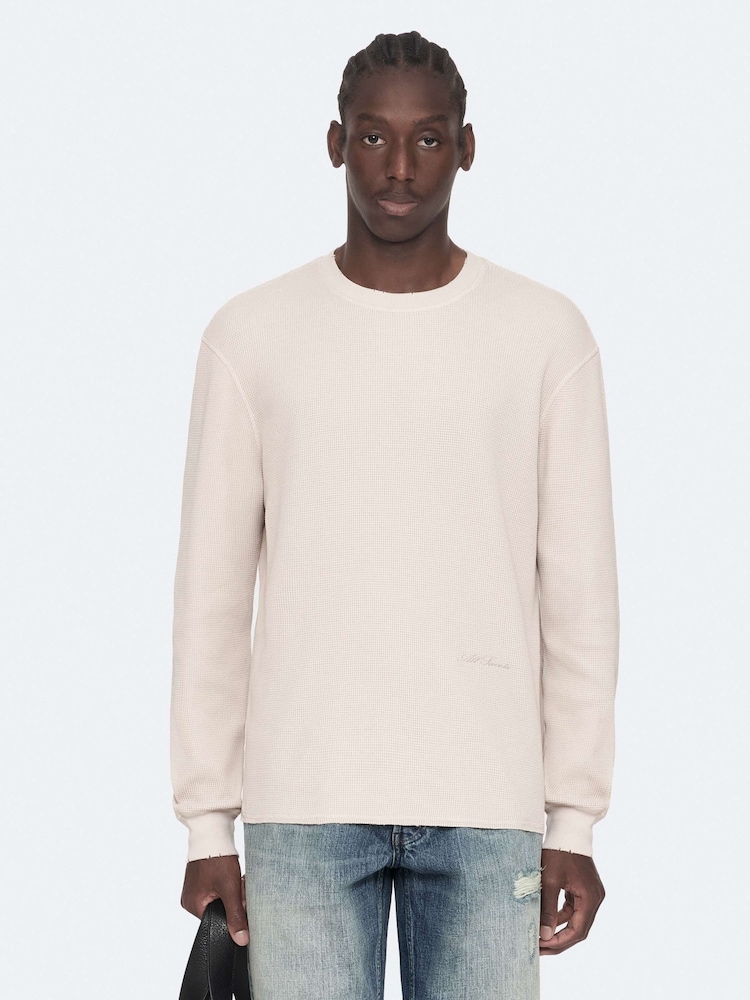 AllSaints White Raine Long Sleeve Crew Neck T-Shirt - Image 1 of 8