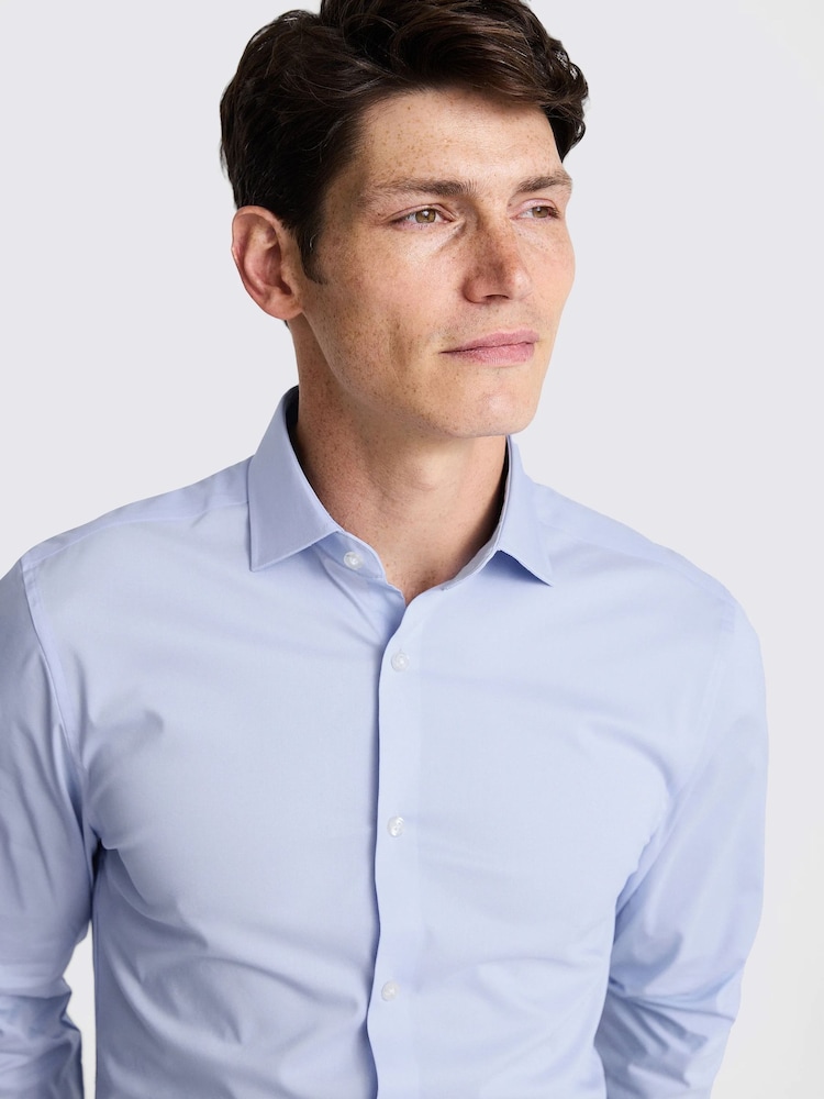 MOSS Light Blue Slim Stretch Shirt - Image 2 of 5