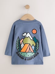 Blue Roam and Explore Long Sleeve Back Graphic T-Shirt (3mths-10yrs) - Image 2 of 4