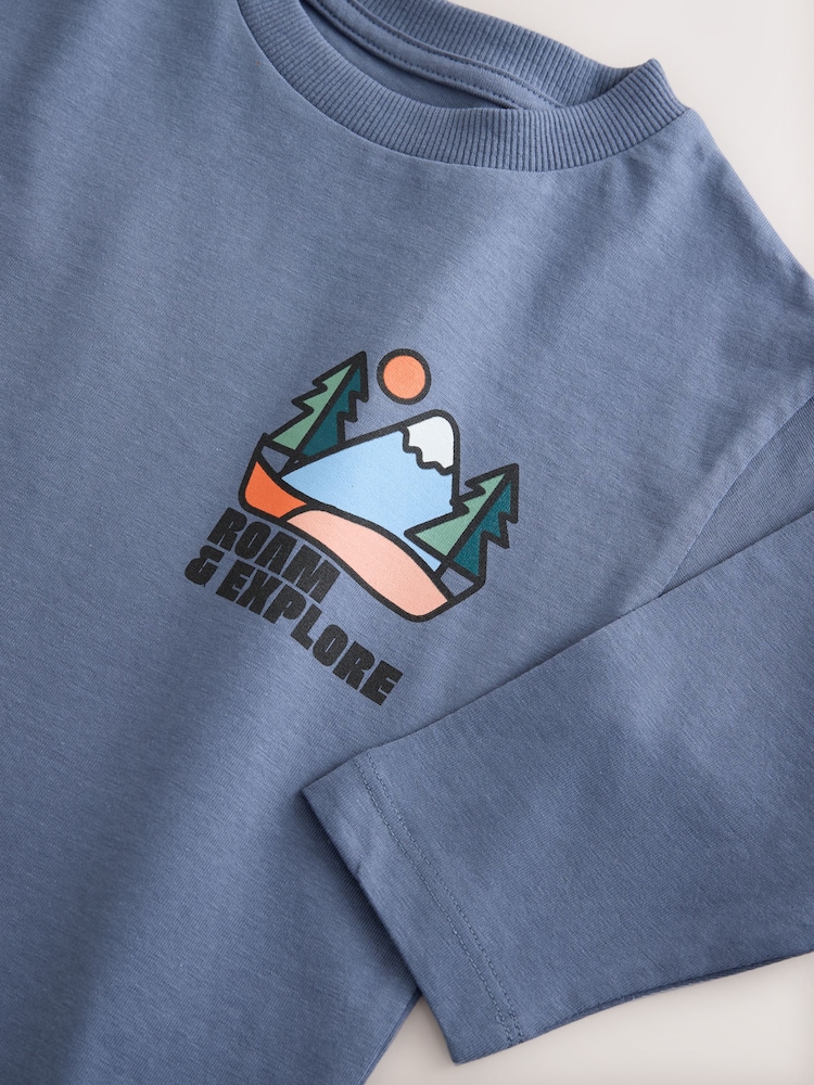 Blue Roam and Explore Long Sleeve Back Graphic T-Shirt (3mths-10yrs) - Image 4 of 4 Blue Roam and Explore Long Sleeve Back Graphic T-Shirt (3mths-10yrs) - Image 4 of 4