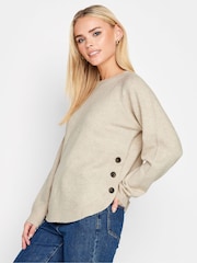 PixieGirl Petite Brown Button Hem Jumper - Image 1 of 4