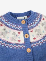 JoJo Maman Bébé Denim Blue Bunny Fairisle Pattern Cardigan - Image 2 of 3