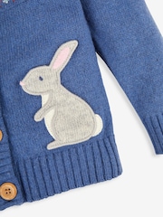 JoJo Maman Bébé Denim Blue Bunny Fairisle Pattern Cardigan - Image 3 of 3