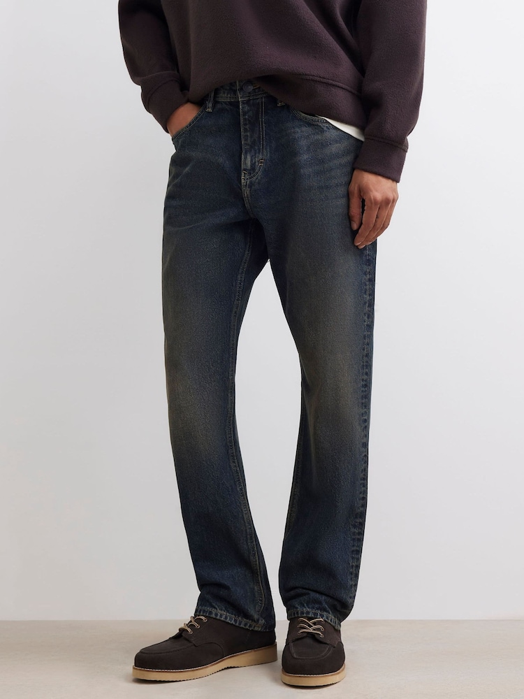 River Island Dark Blue Straight Fit Jeans - Image 1 of 4