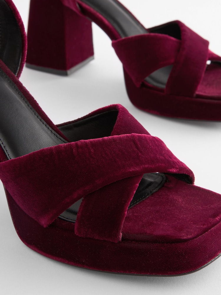 Berry Red Forever Comfort® Flare Platform Sandals - Image 3 of 5