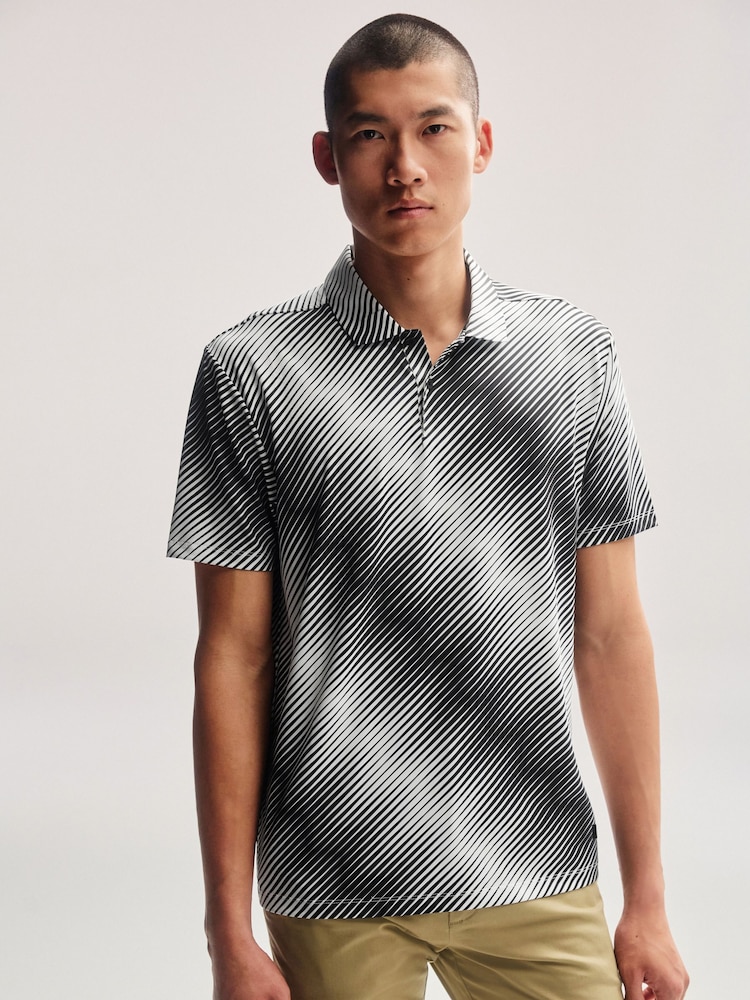 Monochrome Print Golf Polo Shirt - Image 1 of 8