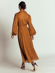 Boden Brown Sheer Yoke Spot Shirt Dress - Image 2 of 6