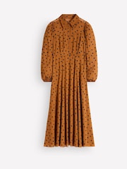 Boden Brown Sheer Yoke Spot Shirt Dress - Image 6 of 6