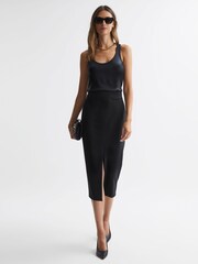 Reiss Black Sian High Rise Midi Pencil Skirt - Image 1 of 4