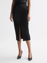 Reiss Black Sian High Rise Midi Pencil Skirt - Image 3 of 4