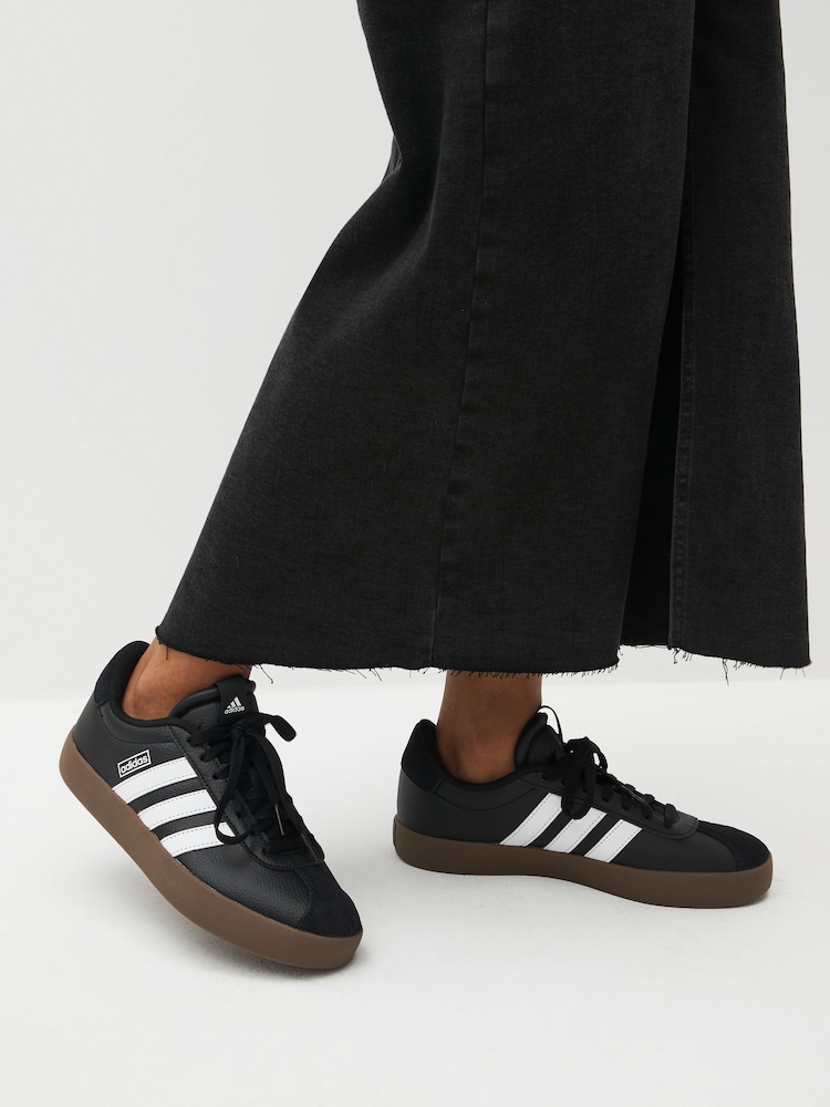 adidas Black/White VL Court 3.0 Trainers - Image 1 of 12