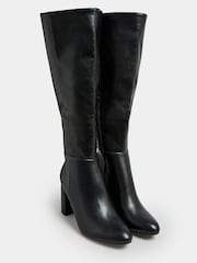 Yours Curve Black Extra Wide Fit Wide Fit Heeled Knee Boots - Image 2 of 4