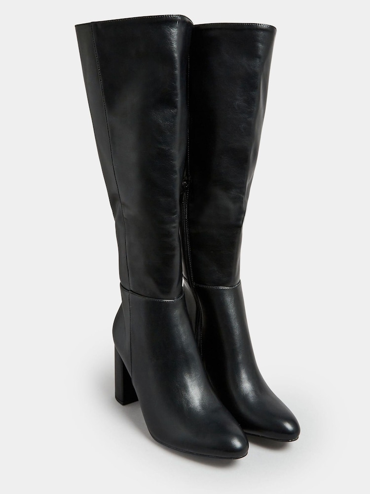 Yours Curve Black Extra Wide Fit Wide Fit Heeled Knee Boots - Image 2 of 4