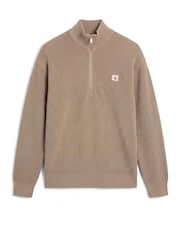 Calvin Klein Brown Cotton Waffle Half Zip Jumper - Image 6 of 6