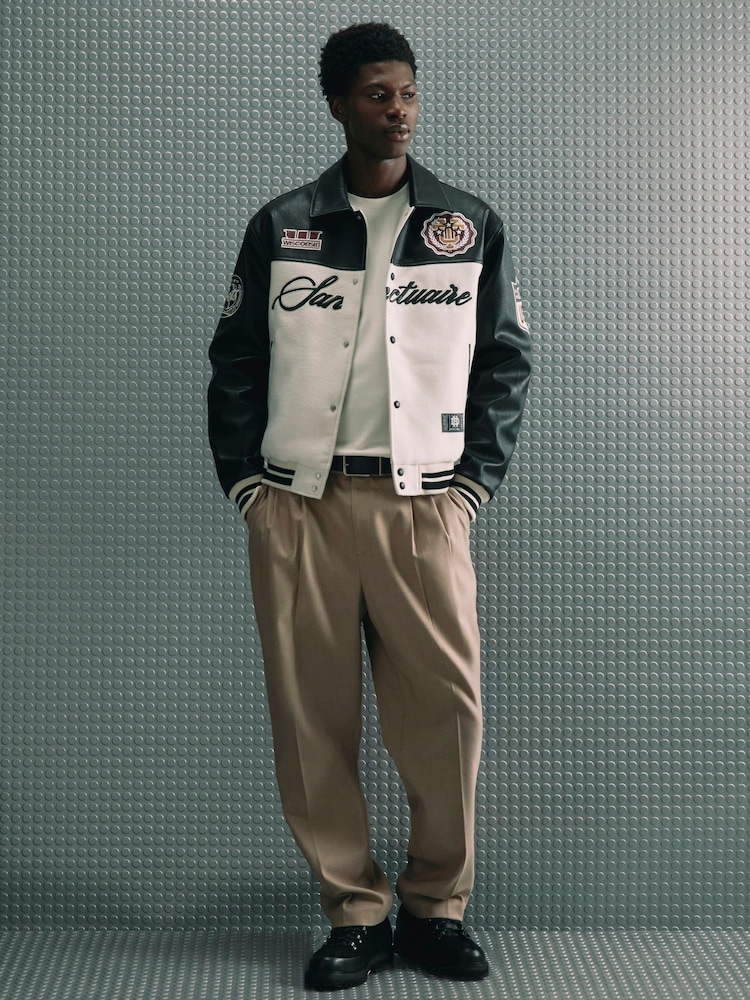River Island Black Club House Varsity Jacket - Image 1 of 4