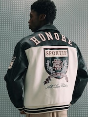 River Island Black Club House Varsity Jacket - Image 4 of 4