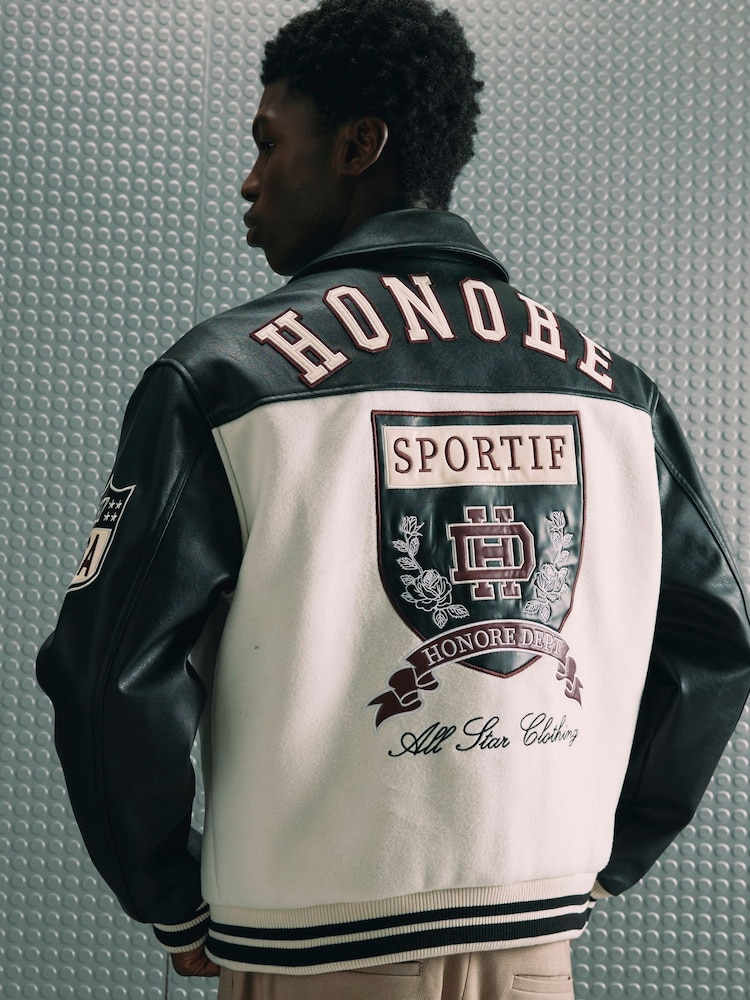 River Island Black Club House Varsity Jacket - Image 4 of 4