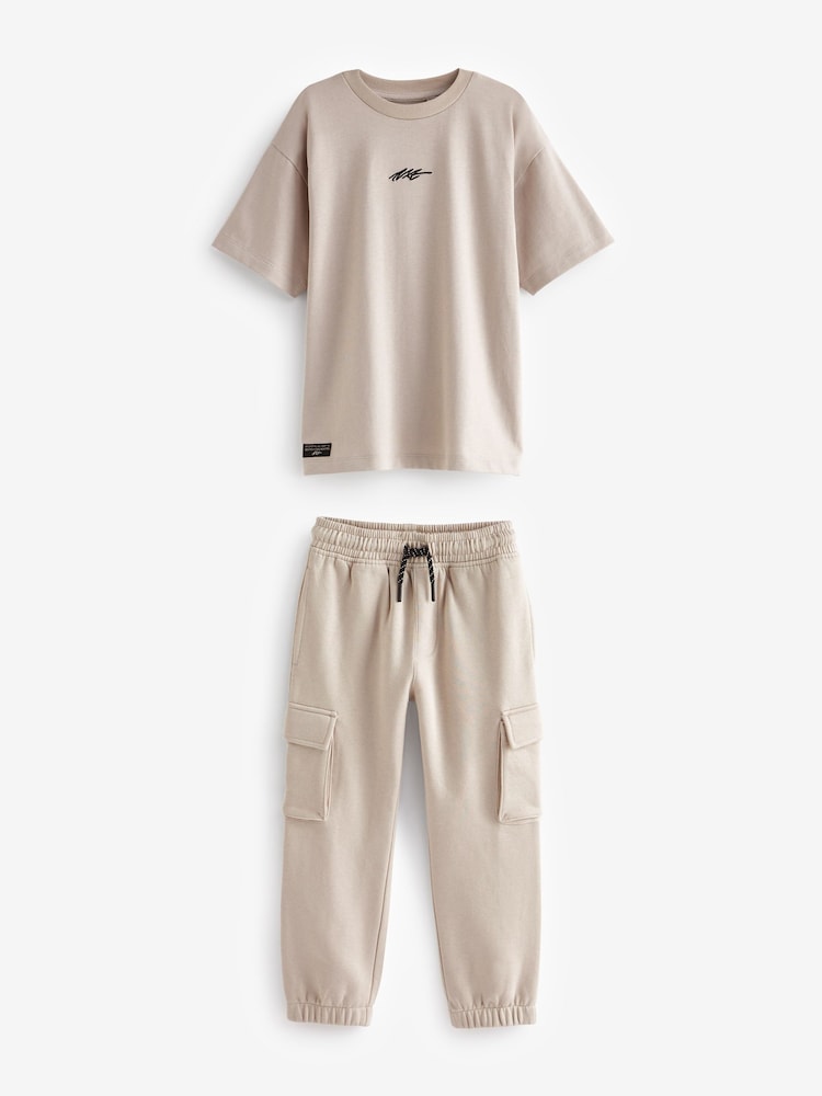 Neutral Cargo Joggers And T-Shirt Set (3-16yrs) - Image 1 of 4