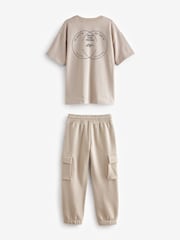 Neutral Cargo Joggers And T-Shirt Set (3-16yrs) - Image 2 of 4
